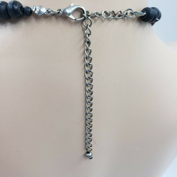 Semi Precious Wooden Curve & Art Bead Necklace - Picture 9 of 11